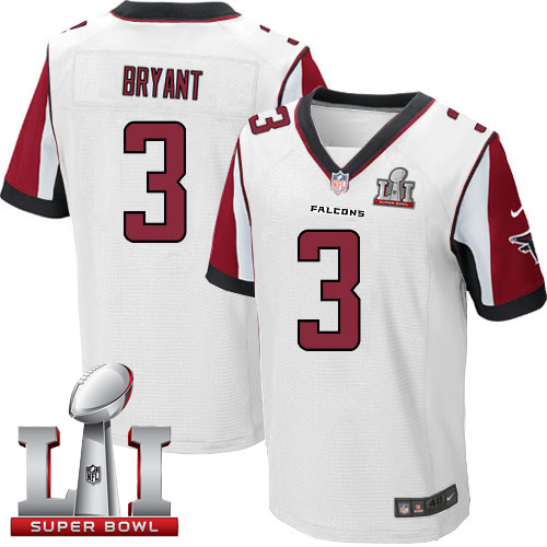 Nike Falcons #3 Matt Bryant White Super Bowl LI 51 Men's Stitched NFL Elite Jersey